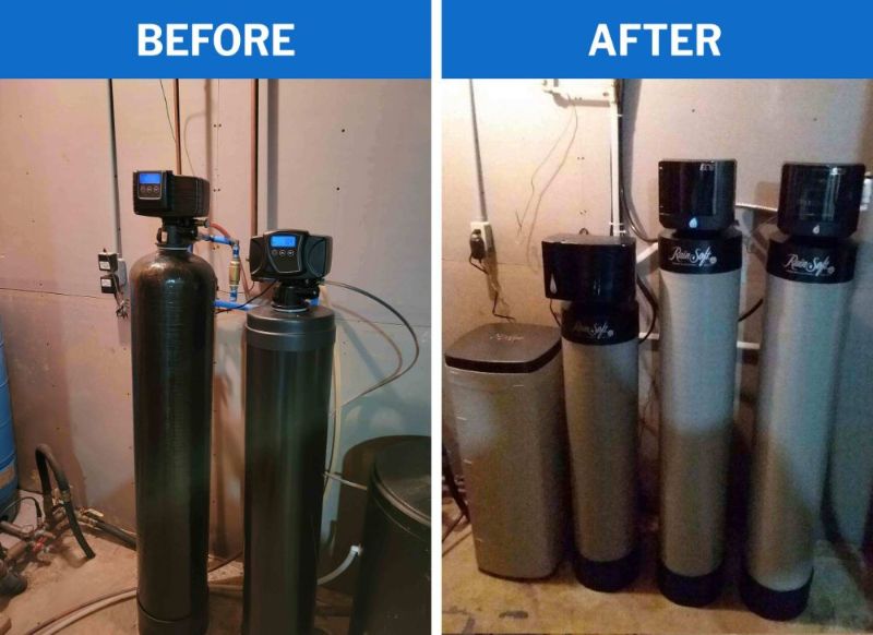 Before And After Water Softener Unit Replacement Service
